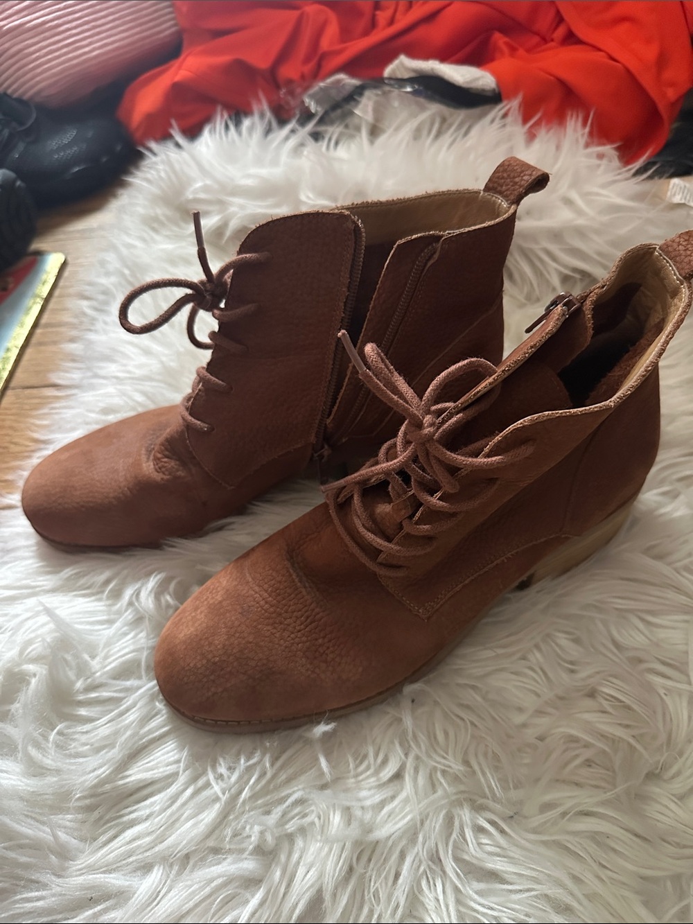 Lucky Brand Brown Lace-Up Ankle Boots for Women